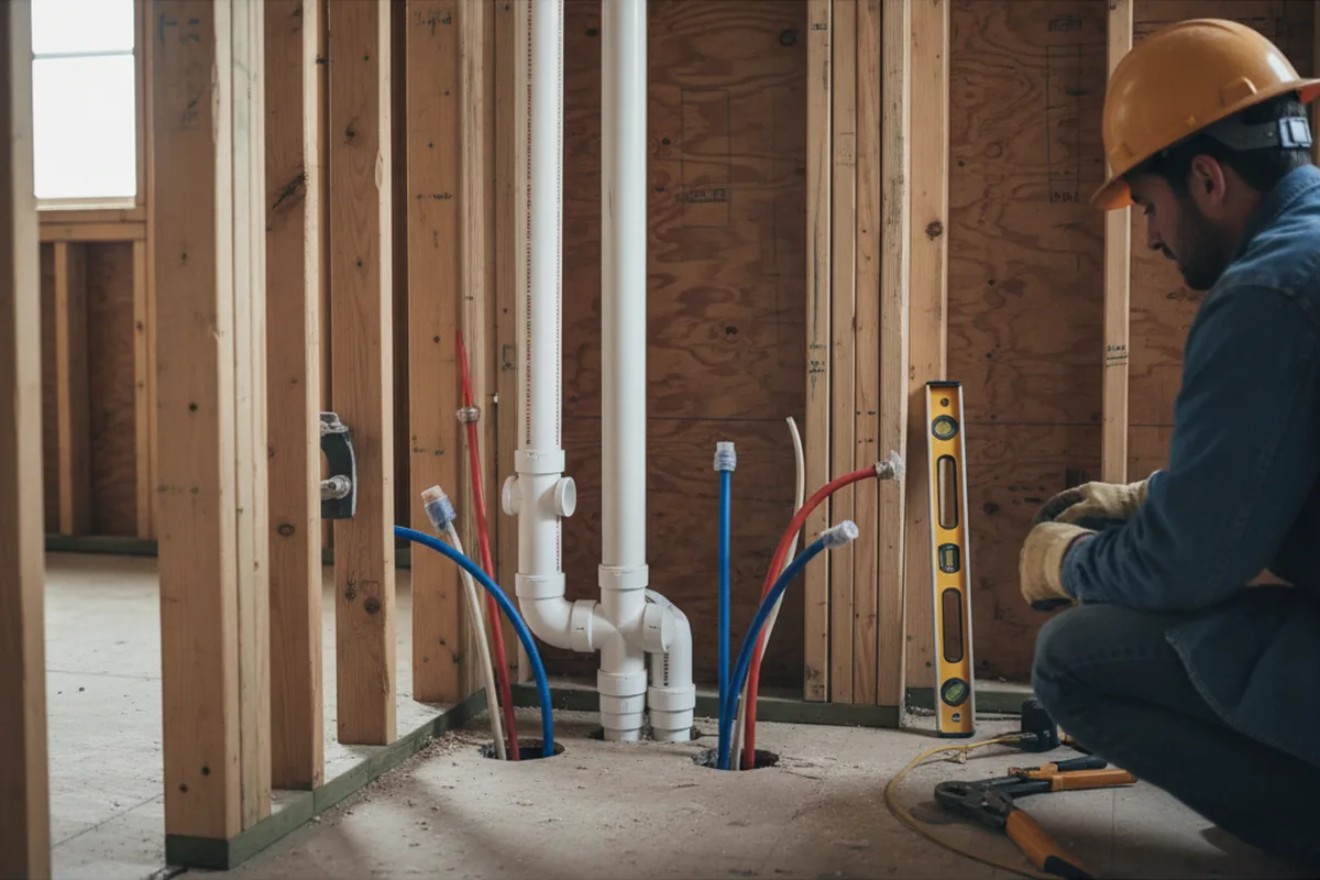Drain and supply rough-in during Sump Pump Repair in Penns Grove
